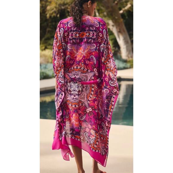 Anthropologie The Moselle Robe Kimono Cover up Beach Vacation Coastal O/S - Picture 5 of 15